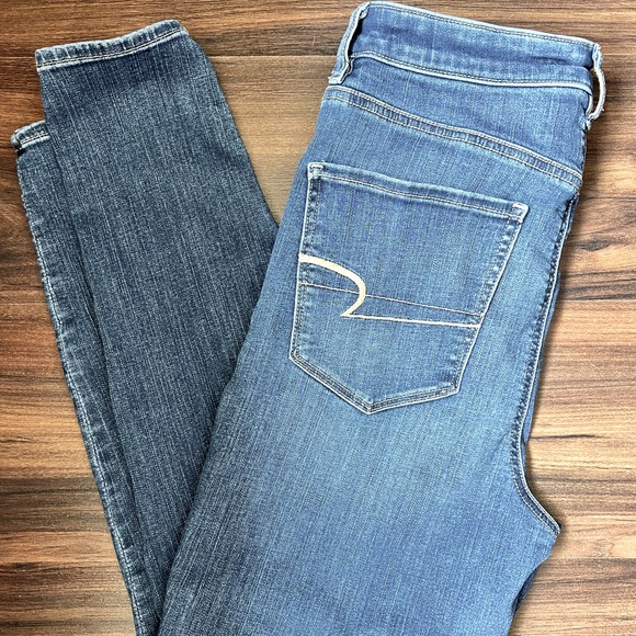 AEO American Eagle NE(X)T Level Highest Waist Jegging Monaco Blue 12 Short - Picture 1 of 5